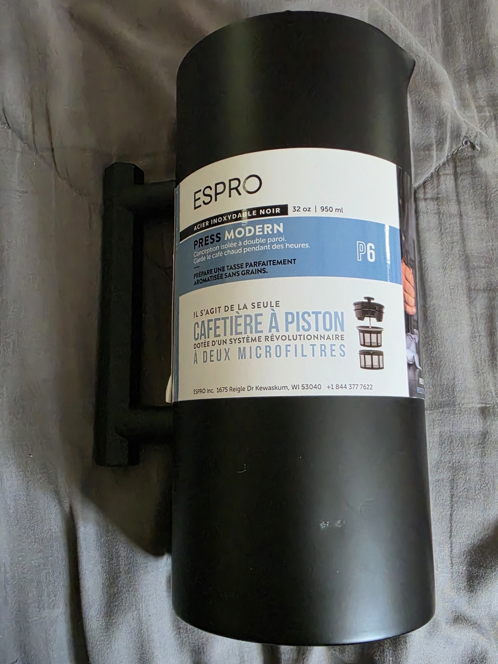 Press Modern P6 French Press Coffee Maker - Black